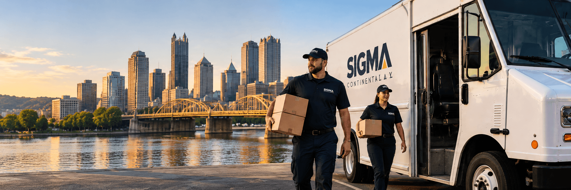 Sigma Continental drivers beside a final-mile delivery vehicle